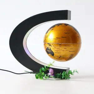 Groot Formaat 6Inch Levitatie Roterende C Vorm Magnetische Zwevende Bol Met Led Verlichting Voor Bureau Decoratie