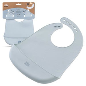 Babero de silicona azul y gris para niños pequeños, bonito diseño de dibujos animados, cierre de botón colector de alimentos, impermeable, lavable para comer, alimentación, OEM - Product Image 1