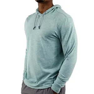 Customized polyester nylon spandex elastic breathable high quality workout men hoodies