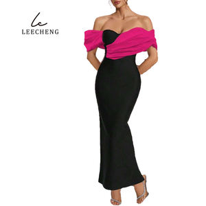 <span class=keywords><strong>Vestido</strong></span> largo <span class=keywords><strong>ajustado</strong></span> con hombros descubiertos y giro de color a juego, <span class=keywords><strong>vestido</strong></span> de fiesta elegante, adecuado para invitados de boda, ceremonia de graduación - Product Image 5