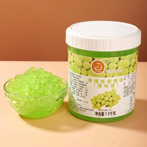 Toptan 1.2kg Yeşil Üzüm Aromalı Az Yağlı Şekerli Patlayan Boba İncileri Toplu Paket Meyve Suyu Topları - Product Image 1