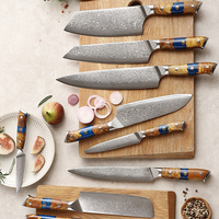 Couteau de chef de 6 pouces, lame en acier Damas avec manche en résine, finition mate ambidextre, couteau de cuisine