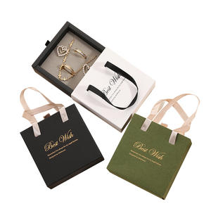 صندوق جرار من الورق المقوى انزلاقي لتعبئة المجوهرات الفاخرة بشعار فريد حسب الطلب، هدايا الزفاف المتجر - Product Image 4