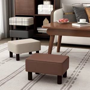 Modern Leather Footstool <b>Small</b> Ottoman Living Room <b>Stool</b> Bedroom Bench Soft Cushion Seat Home Furniture Minimalist Design - Product Image 4