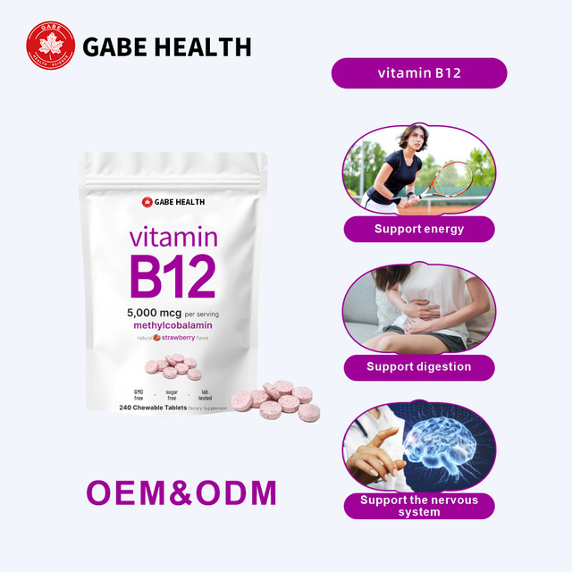 Private Label Methylcobalamin Vitamin B12 Chewable Tablets Boost Energy Support Nervous System for Vegetarians Athletes Seniors