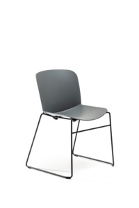 Libera Design moderne chaise de bureau à base métallique coque en plastique tablette d'écriture amovible en polypropylène accoudoir fixe école de formation - Product Image 3