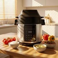 Friteuse à air numérique électrique multifonction 6L avec contrôle numérique, autocuiseur 2-en-1 en acier inoxydable avec écran LED pour usage domestique