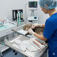 Kit de Cathétérisme Urinaire Vétérinaire pour Chat, Emballage Stérile Individuel, Cathéter Félin avec Trous de Suture