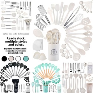 Food Grade 33-Piece Silicone Kitchenware Cooking <strong>Set</strong> Non-Stick Coating Spoon Shovel Kit Food Grade Fruit <strong>Knife</strong> Chef <strong>Knife</strong> - Product Image 1