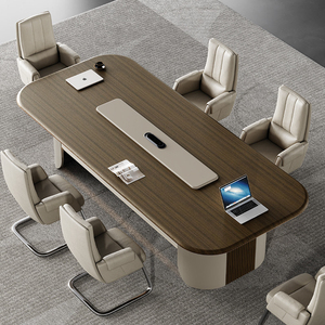 Ensemble de mobilier de bureau moderne, style nordique, table de conférence ovale, petite table de réunion, table de réunion longue - Product Image 1