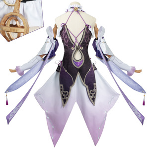 Honkai: Personaje de Star Rail Fu Xuan Cosplay vestido púrpura Cosplay disfraz Mujer con aretes para la cabeza - Product Image 4