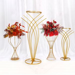 New <b>Wedding</b> <b>Props</b> Iron Art Floral Ware Creative Ornaments Decorations Geometric Tables Road Guidance Metal Flower Holder Stand - Product Image 1