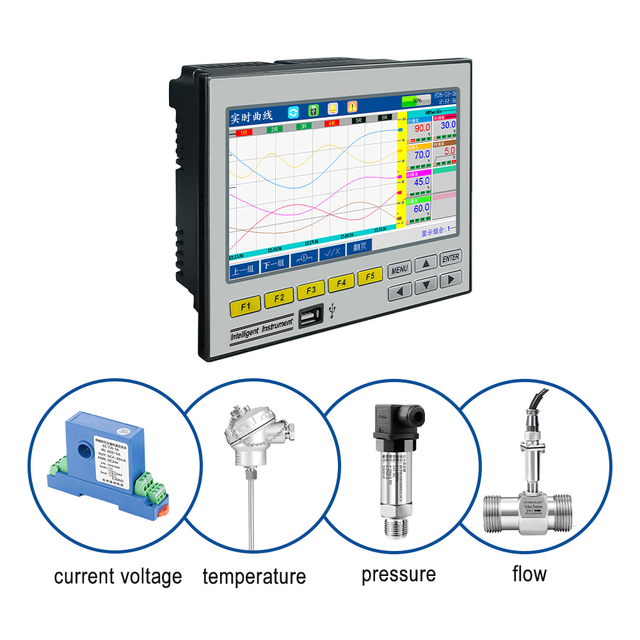 CE Certified 16 Channel Paperless Recorder RS485 Modbus Industrial Data Logger for Pressure Flow Meter Energy Monitoring