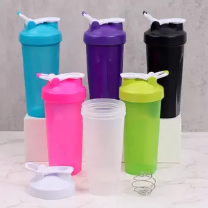 Großhandel Custom Bpa Free 600ml Fitness Sport Gym Kunststoff Protein Shaker Flasche mit Metall mischer