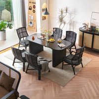 Ensembles de meubles de jardin modernes pour l'extérieur, en bois massif, pour salon, avec table et chaises en rotin tressé