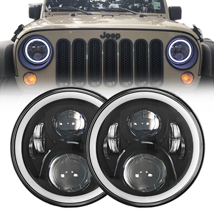 Faros Delanteros Redondos LED de 7 Pulgadas para <span class=keywords><strong>Land</strong></span> <span class=keywords><strong>Rover</strong></span> Defender, Lámpara Halo Angel Eyes de 7 Pulgadas con Luz de Giro para Jeep JK y <span class=keywords><strong>Renegade</strong></span> - Product Image 2