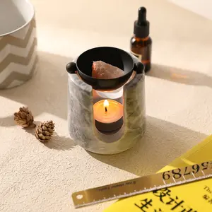 MAXERY Essential Oil Burner Innovative White Marble Stone Grey Black Aromatherapy Diffuser Essential Oil Wax Melt Burner Gold