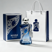 Flacon de parfum de luxe personnalisé au design populaire, dégradé bleu, forme unique, en verre, 100 ml, avec boîte