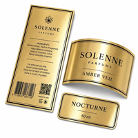 Étiquettes de bougies parfumées en feuille d'aluminium dorée, lot de 3, autocollant métallique personnalisé, étanche, OEM, en gros, faible MOQ