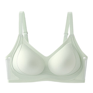 Áo ngực nữ mùa hè mỏng Áo ngực nữ cổ chữ V mềm mại thoáng khí 3D Dải thạch đẩy lên kích thước lớn có thể điều chỉnh dây đai áo ngực dệt kim - Product Image 5