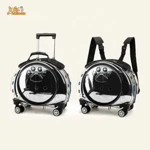 All Season Pet Dog Carrier on Wheels Transparent Washable Trolley Pet Carrier Hard Bottom Convenient Pet Suitcase