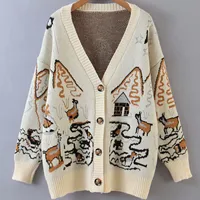 FYB maglione da donna cardigan lavorato a maglia jacquard alla moda sottile e moderno dal design personalizzato