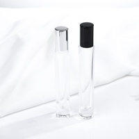 Flacon applicateur portable haut de gamme pour maquilleur, 10 ml, en verre transparent, avec surface gravée à l'acide, bouchon et pinceau, forme cylindrique