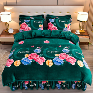 Juego de ropa de cama de cuatro piezas de terciopelo frágil de terciopelo de visón dorado de terciopelo grueso de alto gramo - Product Image 6