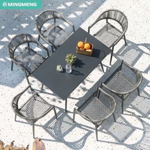 Venta al por mayor de muebles de jardín de ratán al aire libre restaurante Hotel jardín terraza balcón aleación de aluminio ocio mesas y sillas - Product Image 5