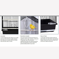 Ensemble de cage à oiseaux avec plateau amovible, cage à perroquet légère et durable en métal avec accessoires, cages à oiseaux pour la reproduction, pour l'intérieur et l'extérieur