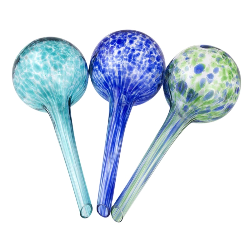 Декоративные выдувные вручную маленькие разноцветные стеклянные сосуды для полива растений для сохранения влажности почвы