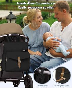 Sac à dos pour couches, sac à langer 15 poches, sac de voyage pour bébé fille et garçon avec poche isotherme, sac à couches mignon avec sangles pour poussette - Product Image 4