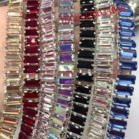 Décoration à la main rectangulaire rose verre strass chaîne à la main chaîne bricolage vêtements chaussures sac diamant chaîne bijoux accessoires