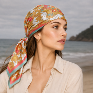 American European Reversible Women Silk <b>Square</b> <b>Scarf</b> Fashion Digital Print Adult Breathable Pattern All Seasons Daily Wear - Product Image 6