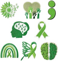 Ruban de sensibilisation rose et vert, patchs thermocollants brodés pour le cancer du sein et la santé mentale, pour vêtements, sacs à dos, chapeaux, DIY, vente en gros
