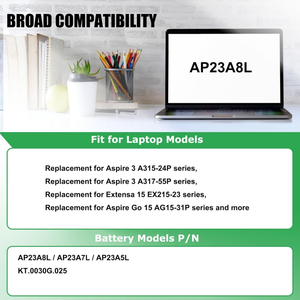 Batterie d'ordinateur portable OEM 11.28V 4703mAh 53.05Wh AP23A8L pour Acer Aspire 3 A315-24P A317-55P <span class=keywords><strong>Extensa</strong></span> 15 EX215-23/55 AP23ABL - Product Image 4