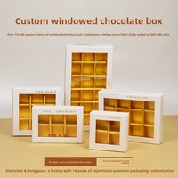 Boîte cadeau carrée personnalisable en carton, 9 compartiments, thème Zodiaque, pour chocolats et pâtisseries, qualité alimentaire, avec couvercle Ciel et Terre, impression par estampage