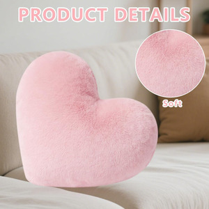 Almohadas de Corazón Rosadas, Cojines Suaves y Esponjosos, Decorativos para <span class=keywords><strong>Cama</strong></span>, Silla, Sofá, Dormitorio, Sala de Estar, Almohadas de Tela con Forma de Corazón - Product Image 2