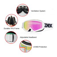 Masques de ski de haute qualité personnalisés avec logo Gafas Sol pour l'hiver, lunettes de neige anti-buée pour enfants