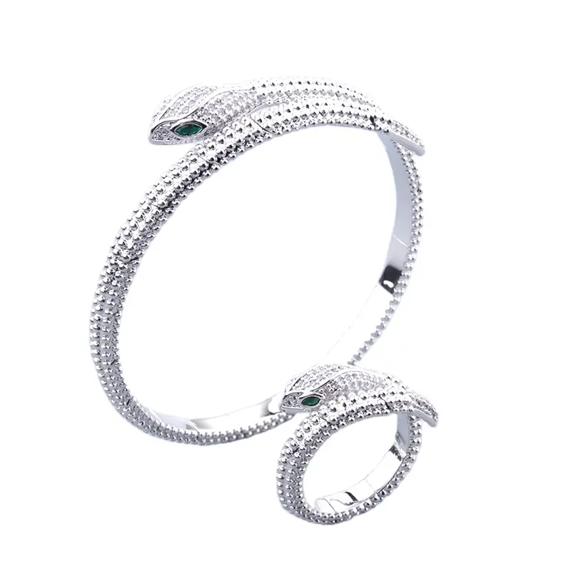 LX0514 all'ingrosso di moda gioielli da sposa zircone di rame lega di serpente bracciale 18k placcatura in oro set di gioielli per le donne