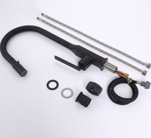 الأكثر مبيعًا صنبور مطبخ بمياه باردة ساخنة عالي الجودة أسود غير لامع قابل للسحب بطبقتين للمطبخ بفتحة رافعة واحدة - Product Image 6