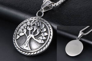 Venta al por mayor logotipo personalizado estampado <span class=keywords><strong>de</strong></span> acero inoxidable Árbol <span class=keywords><strong>de</strong></span> la vida colgante fino colgantes encantos <span class=keywords><strong>moneda</strong></span> encanto para Mujeres Hombres para San Valentín - Product Image 6