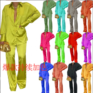 2023 nuovo Design Casual stampato camicia pantaloni larghi vestito due pezzi pantaloni Set donna abiti donna due pezzi - Product Image 3