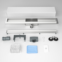Drain de douche linéaire moderne multifonctionnel en acier inoxydable 304 avec couvercle de drain, insert de carrelage, drain de sol long, siphon d'étanchéité à l'eau