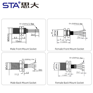 Soket Pengikat Depan Belakang M5 Dengan Kabel 30cm Konektor Bundar Perangkat Male Female 3 4 Pin - Product Image 4
