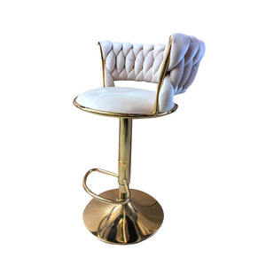 Ghế nhà bếp hiện đại màu hồng có thể điều chỉnh xoay cao thanh phân với nhung tựa lưng titan vàng khung gầm nửa mặt trăng chỗ để chân - Product Image 3