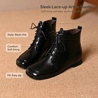 Bottines classiques à talon carré et épais pour femme, style britannique, à lacets, avec fermeture éclair latérale, nouvelle collection automne/hiver 2026