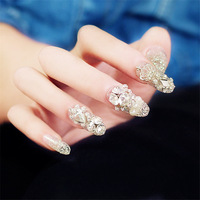 Uñas Postizas Azules Brillantes Estilo Francés, Hechas a Máquina, 24 Piezas, Semimanuales, Venta al Por Mayor