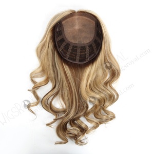 High Quality Bouncy Curl Natural Real Scalp Silk Top PU Front <strong>Open</strong> Weft Clip on Human Hair Crown <strong>Topper</strong> - Product Image 1