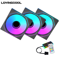 Ventilateur de refroidissement CPU ARGB Lovingcool 140 mm avec télécommande, silencieux, 12 V, LED, roulement fluide, refroidisseur PC